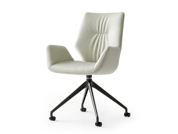 LXR02 - Trestle-based leather chair with armrests by LEOLUX LX - view 2